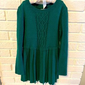 Tahari- Girls Green Cable Knit Sweater Dress